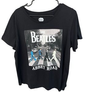 Beatles‎ Abbey Road Shirt Womens Plus Size 1X Short Sleeve Band Tee Apple Black